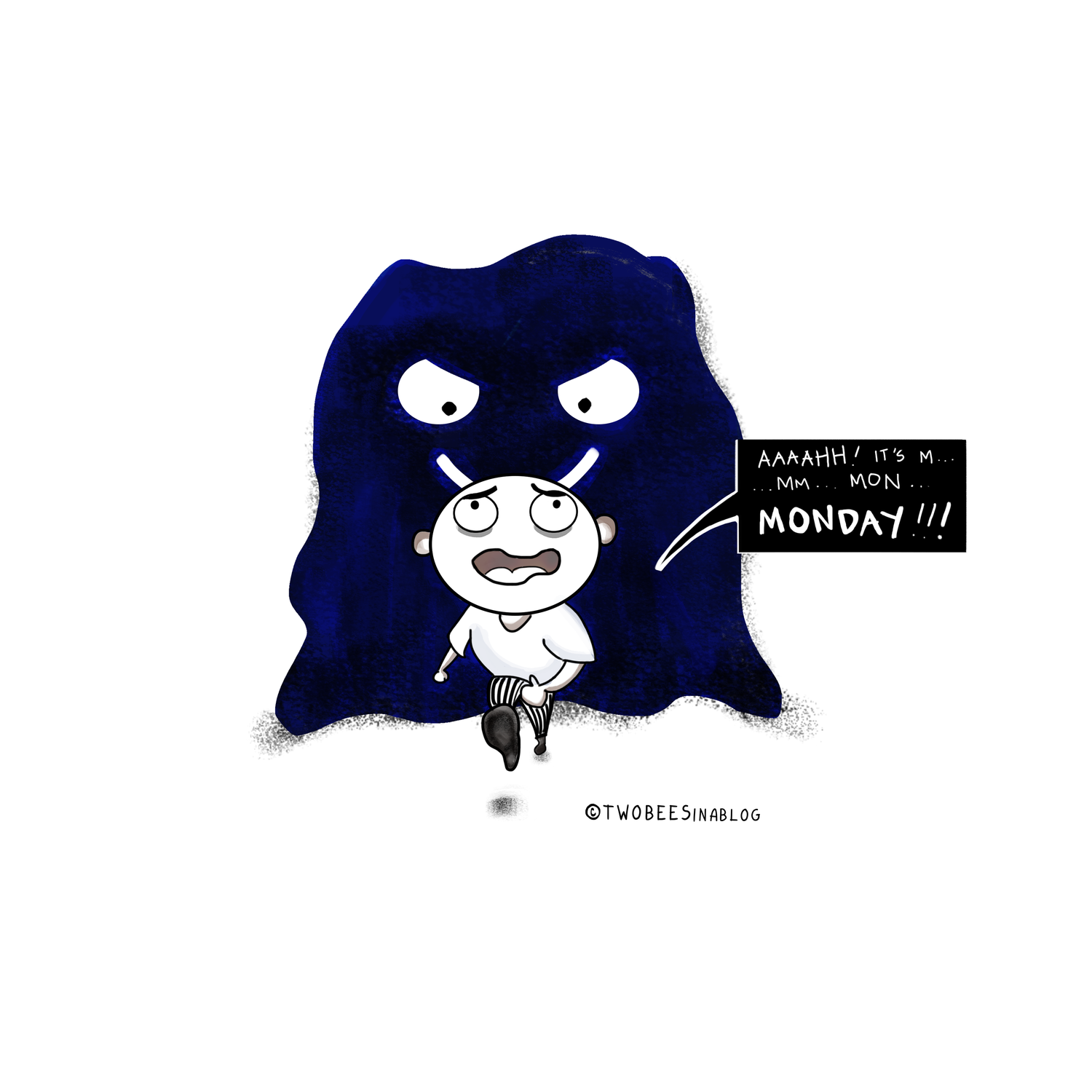 funny, silly, work, millennial, young, kids, women, cute, monster, humor doodle, drawing, cartoon