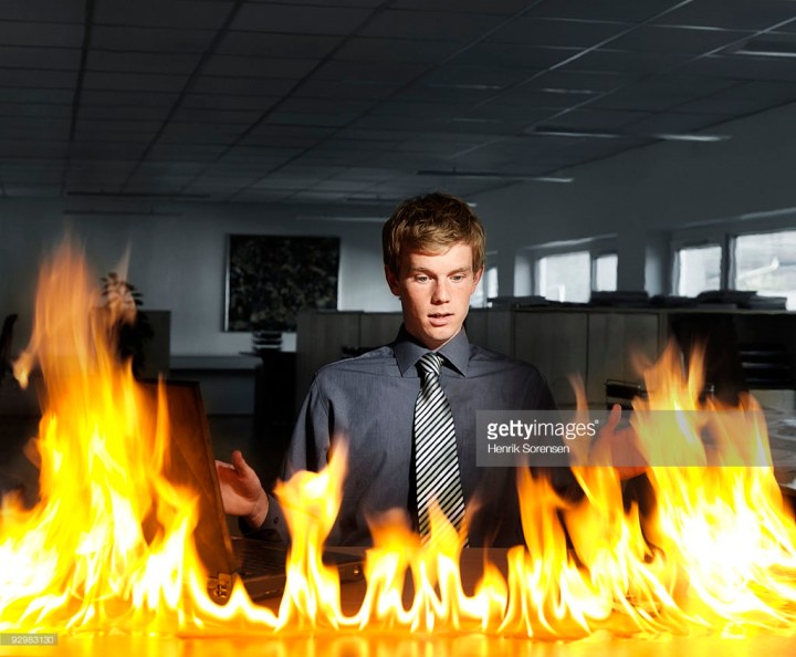 desk on fire