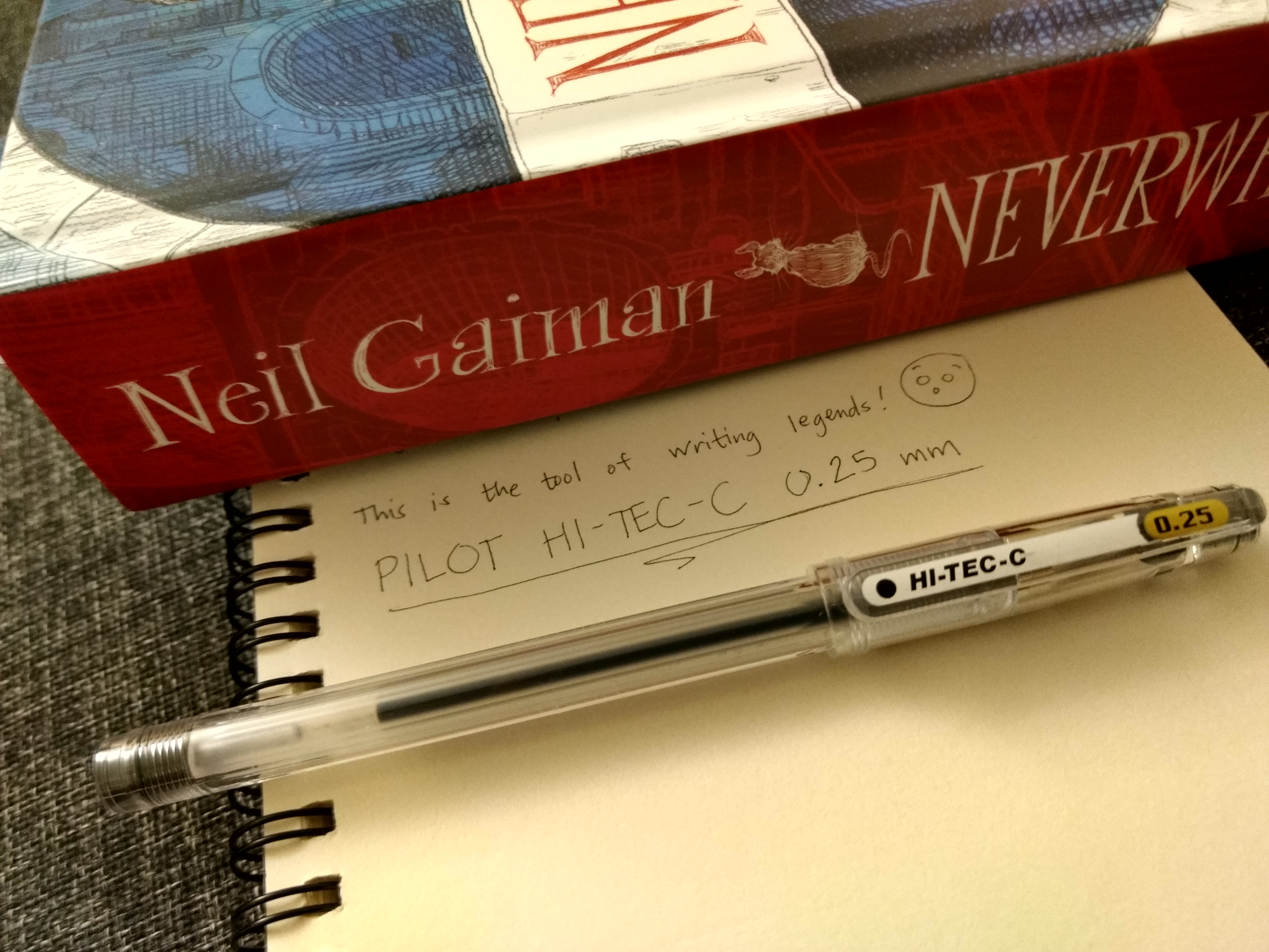 pilot hi-tec 0.25mm fine-tipped pens sharp pens fine lines calligraphy writing japan neverwhere book neil gaiman
